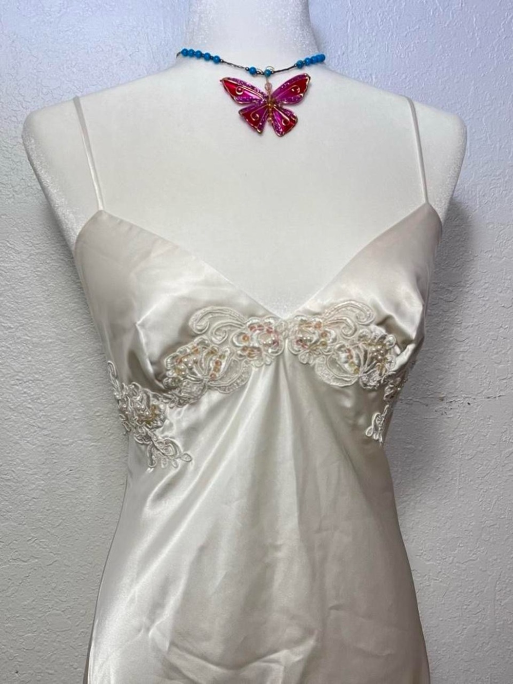 Victoria's Secret Ivory Satin Lace-Embellished Slip